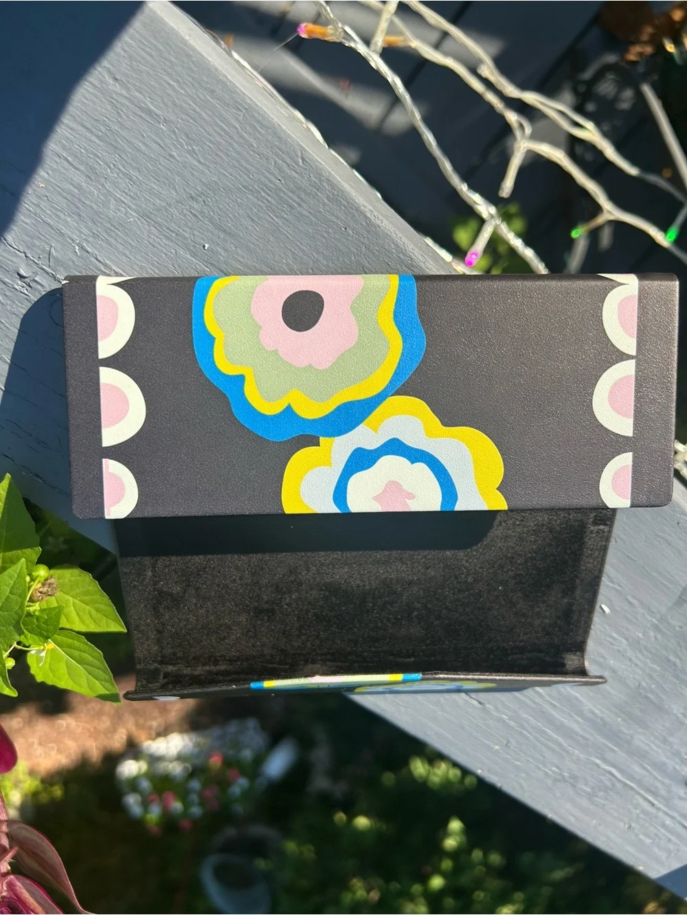Cynthia Rowley Black Envelope Magnetic Wallet - Pink, Blue & Yellow